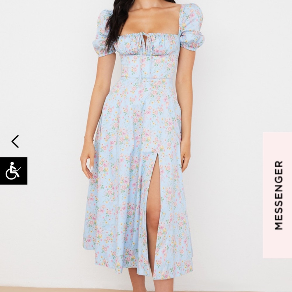 House of CB Tallulah dress in blue vintage floral print size L